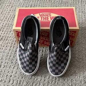 Vans Black and Gray Checkered Slip-Ons